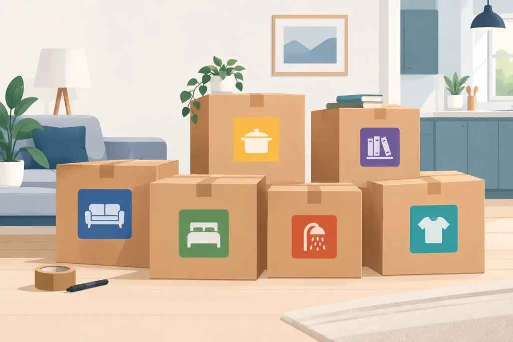 Comment organiser les cartons par pièce